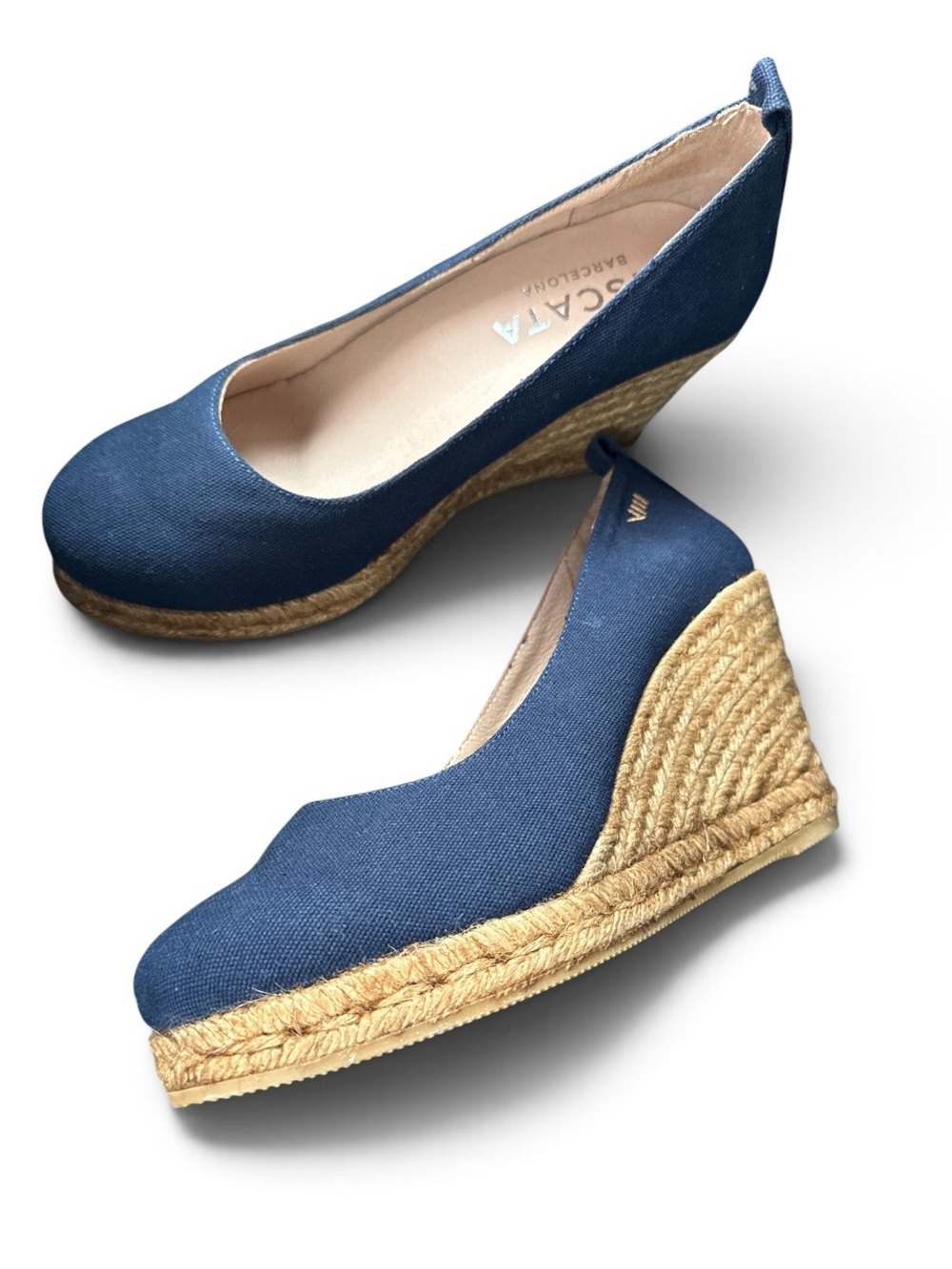 Viscata Barcelona Navy Espadrille Wedge Pumps Euro 41